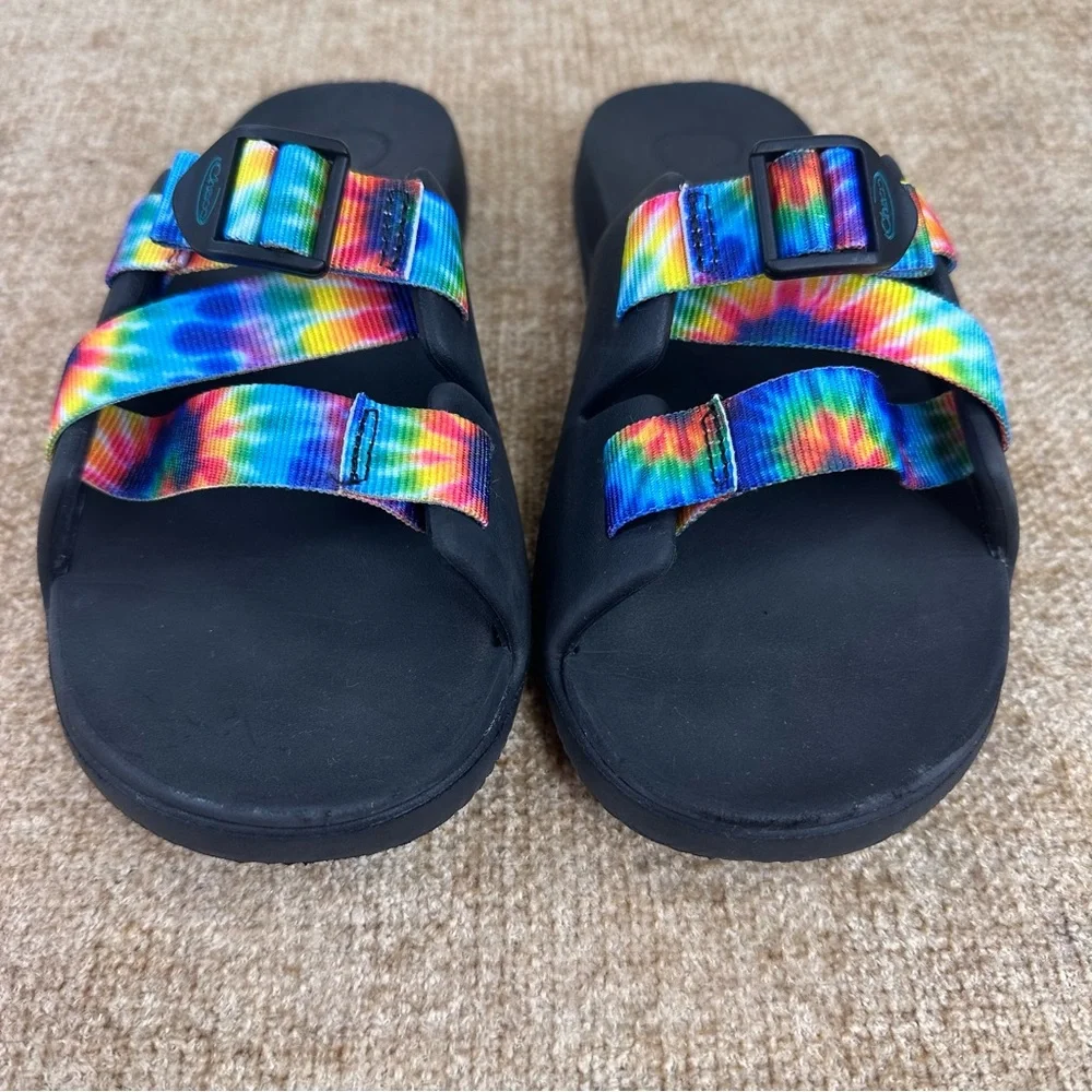 Chaco Kid's Chillos Strappy Black/Tie-Dye Slide/Sandals Size K5